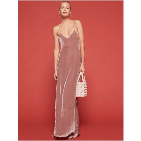 Reformation Dresses & Skirts - Reformation Rimini Velvet Maxi Gown Blush NWT Large